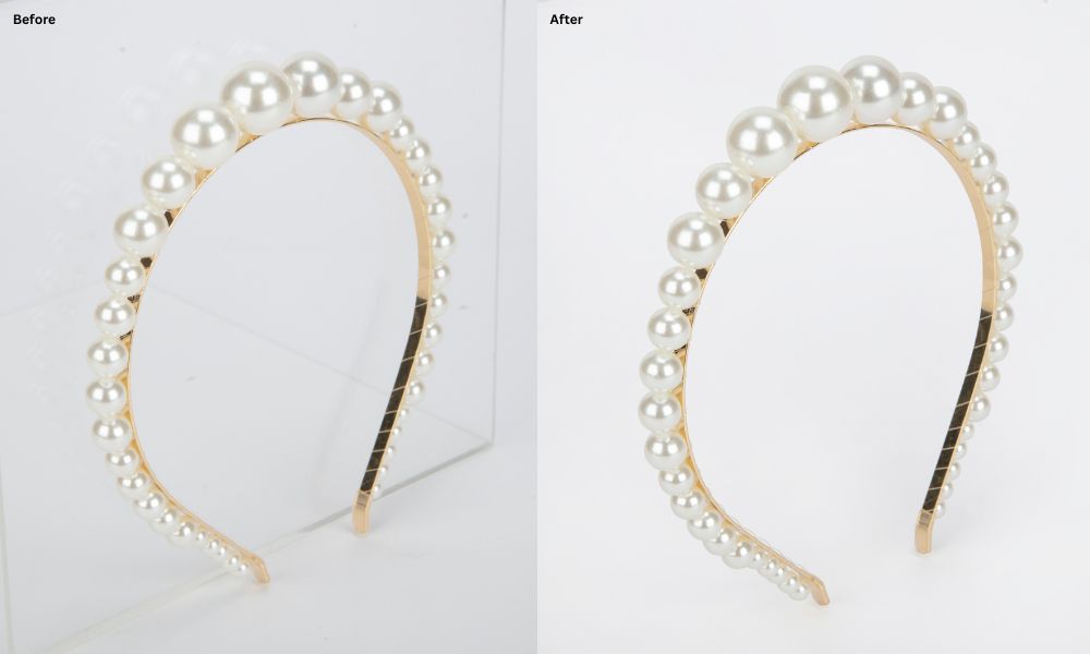 jewelry product retouching before after comparison