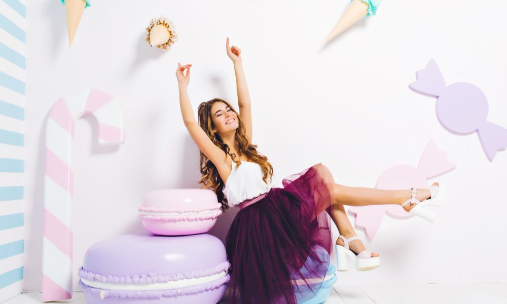 birthday girl celebrating indoor shot