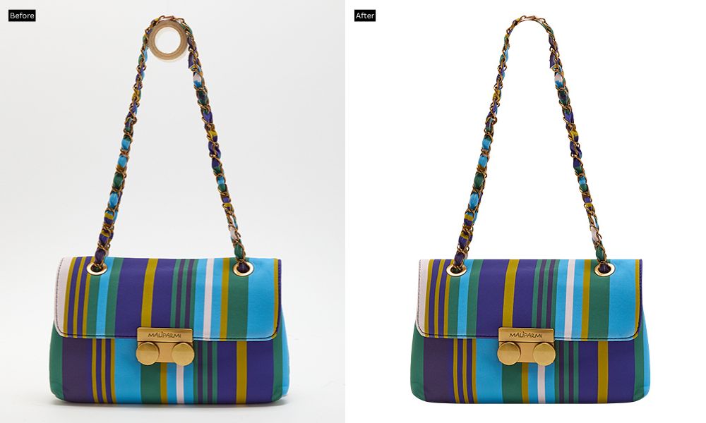 background removal of bag before after comparison