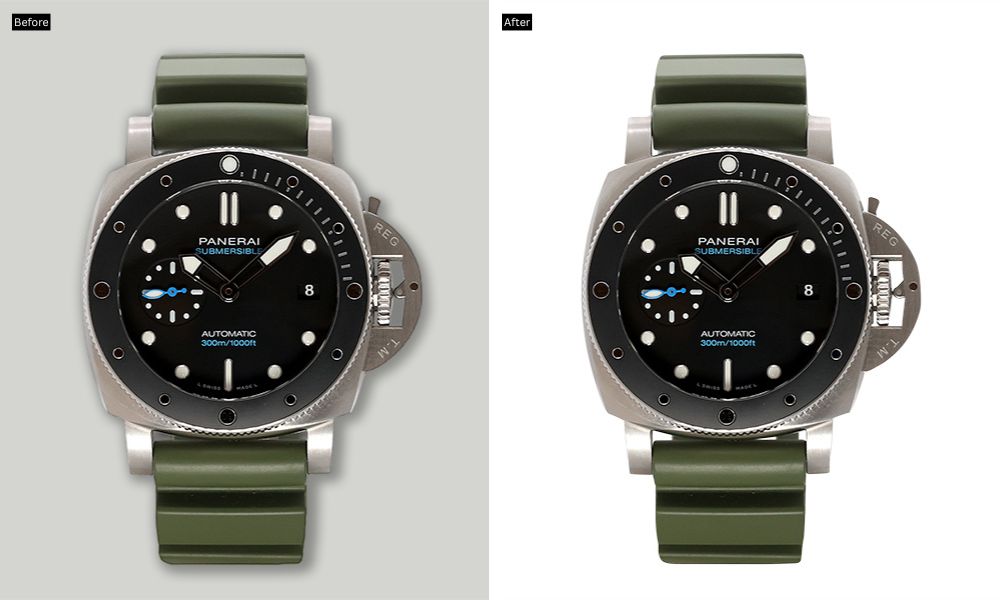 clipping path of a watch before after comparison