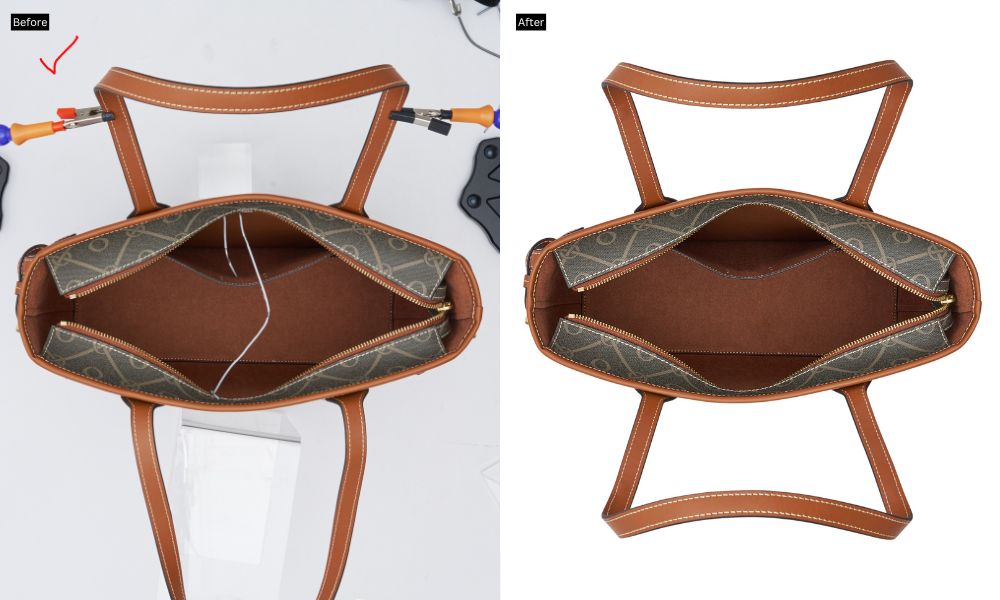 object removal of bag before after comparison